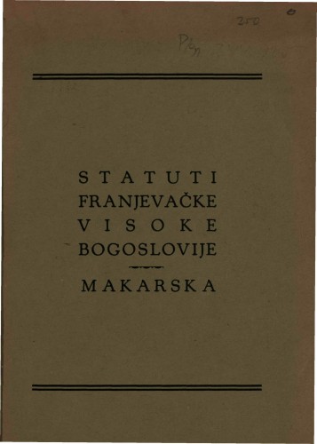 Statuti Franjevačke visoke bogoslovije Makarska.