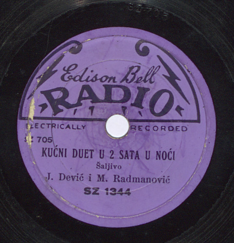 Kućni duet u 2 sata u noći  : šaljivo / J. [Juraj] Dević, M. [Marta] Radmanović i ensemble.