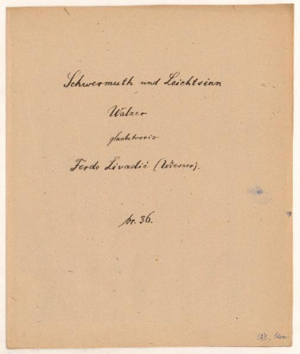 Schwermuth mit Leichtsinn gepaart  : in Walzern dargestellt für das Piano Forte / componirt von Ferdinand Wiesner