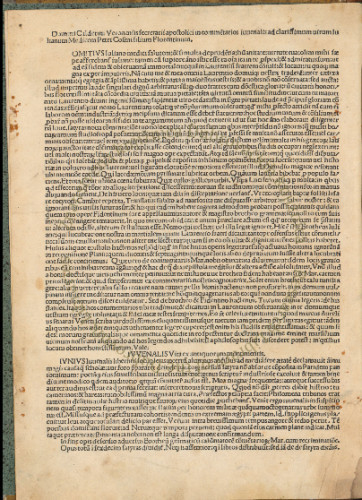 Domitii Calderini veronensis secretarii apostolici in commentarios iuuenalis ad clarissimum uirum Iulianum Medicem Petri Cosmi filium Florentinum 