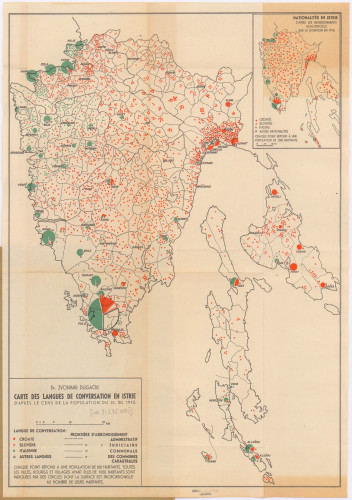Carte des langues de conversation en Istrie : d'apres le cens de la population du 31.12.1910. / Zvonimir Dugački