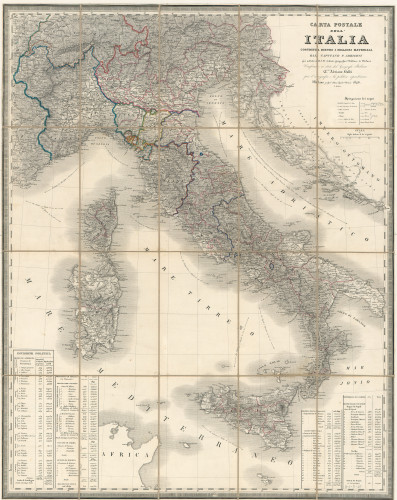 Carta postale dell' Italia : costruita dietro i migliori materiali, dal capitano F. Arrigoni / Adriano Balbi