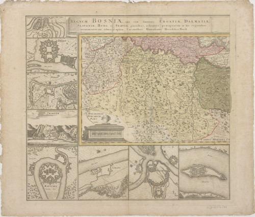 Regnum Bosniae una cum finitimis Croatiae, Dalmatiae, Slavoniae Hung. et Serviae partibus / ichonographia curantibus Homanianius Heredibus ; delineatum a Joh. Friedrich Öttinger
