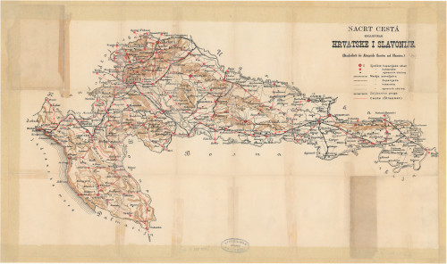 Nacrt cestâ Kraljevinah Hrvatske i Slavonije = Strassenkarte der Königreiche Croatien und Slavonien. 