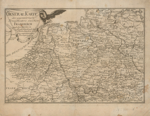 General Karte des gegenwärtigen Kriegstheaters zwischen Frankreich und den Allürten in Deutschland und den Niederlanden nebst den angränzenden Provinzen.