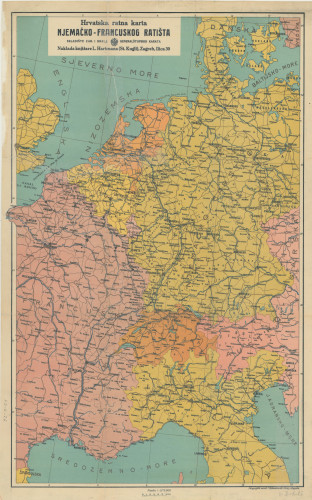 Hrvatska ratna karta njemačko-francuskog ratišta.