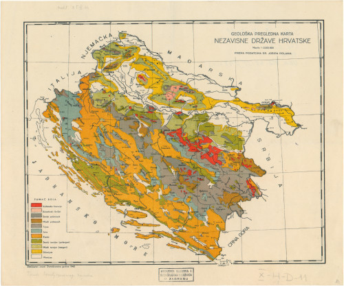 Geološka pregledna karta Nezavisne Države Hrvatske  / prema podatcima  Dr. Josipa Poljaka