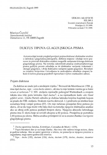 Duktus tipova glagoljskoga pisma  Marica Čunčić