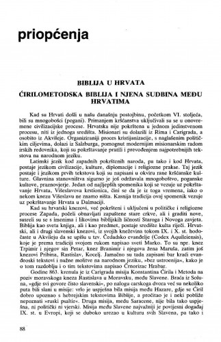 Biblija u Hrvata : ćirilometodska Biblija i njena sudbina među Hrvatima / Josip Bratulić
