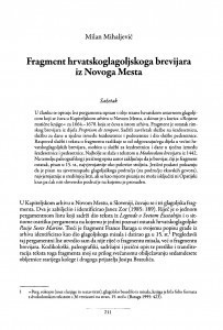 Fragment hrvatskoglagoljskoga brevijara iz Novoga Mesta  Milan Mihaljević