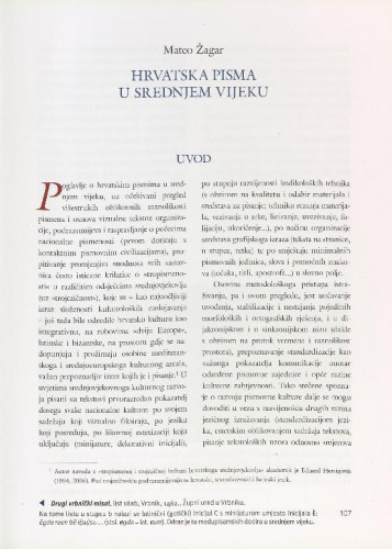 Hrvatska pisma u srednjem vijeku  Mateo Žagar