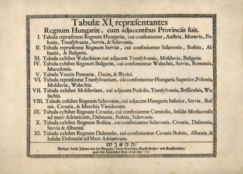 [Tabulae XI. repraesentantes Regnum Hungariae :