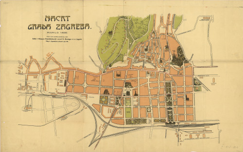 Nacrt grada Zagreba   / prema nacrtu gradskog gradjevnog ureda Svjetlotiskarski zavod R. Mosinger.