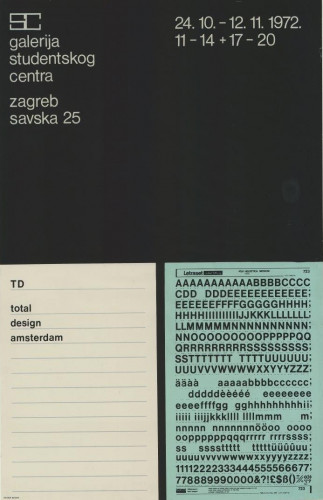 TD : total design Amsterdam : SC, Galerija Studentskog centra, 24.10.-12.11.1972. / design [Boris] Bućan.
