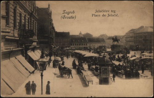 Zagreb Croatie : Jelačićev trg = Place de Jelačić.
