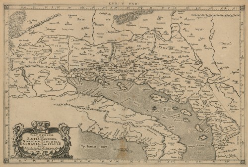 Tabula V. Europae in qua Raetia, Pannonia, Noricum, Liburnia, Dalmatia, cum Italiae parte   / [Gerhard Mercator].