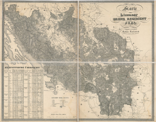 Karte von Liccaner Grenz Regiment   / lithographirt u. zusammengestelt von Mathias Kossovich.