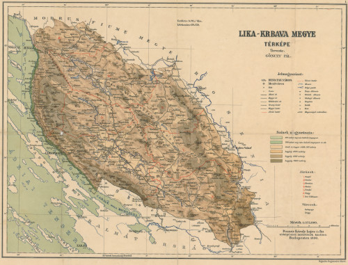 Lika - Krbava megye térképe   / tervezte Gönczy Pál.