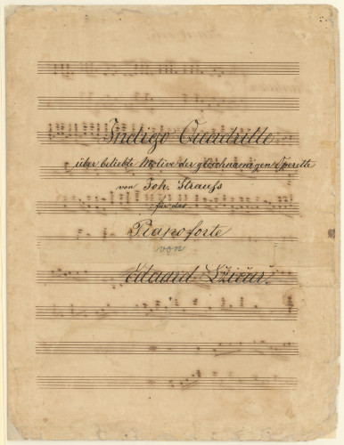 Indigo quadrille : über beliebte Motive der gleichnamigen Operette von Joh. Strauss für das Pianoforte / von Eduard Lžičar.