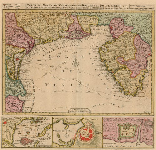 Carte du Golfe de Venise ou sont les Bouches du Po et de l'Adige avec l'Istrie dont les Venitiens   / dresse par F. de Cantelli.