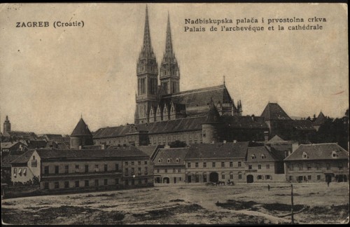Zagreb : Nadbiskupska palača i prvostolna crkva = Palais de l'archievêque et la cathédrale.