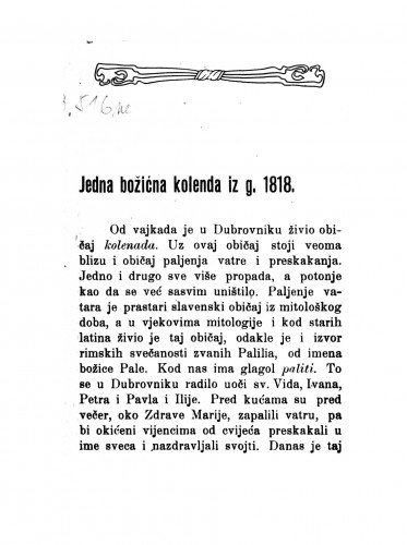 Jedna božićna kolenda iz g. 1818  / [Frano Kulišić].