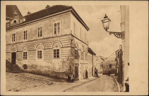 Stara Bakačeva ul. sa kućom porodice Kovačić-Rober (Arhitekt B. Felbinger 1830.).