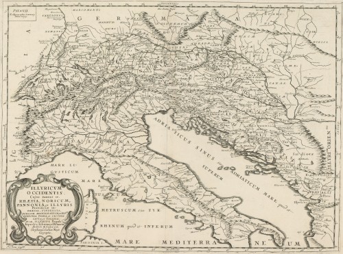 Illyricum occidentis, cujus partes IV. Rhaetia, Noricum, Pannonia et Illyris ...   / autore N. Nicolas Sanson ; I. Bertin sculpsit.