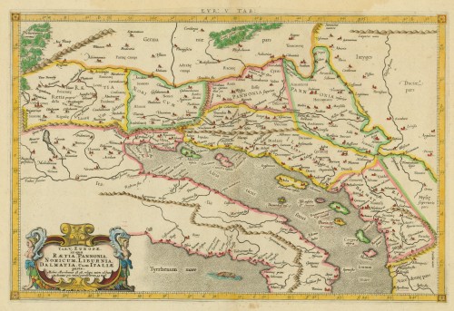 Tabula V. Europae in qua Raetia, Pannonia, Noricum, Liburnia, Dalmatia, cum Italiae parte   / [Gerhard Mercator].