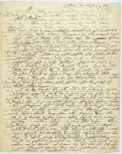 Pismo Ivana Kukuljevića Sakcinskog Stanku Vrazu : u Beču 22. lipnja 1842