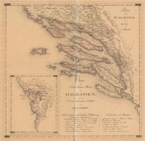 Charte des sudöstlichen Theiles von Dalmatien   : mit dem Oesterreichischen Antheile von Albanien  / [Karl Joseph Kipferling ; Johann Walch].