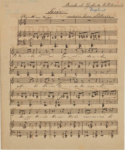 Poziv : pesma za jedan glas : uz pianoforte ali gitaru /pêsma od od Ljudevita Vukotinovića ; u muziku stavljena po Ivanu Padovcu.