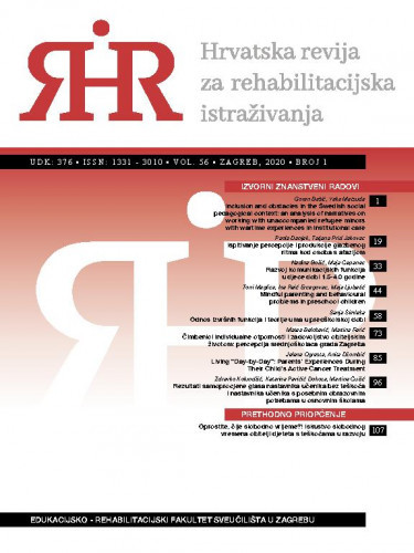 Hrvatska revija za rehabilitacijska istraživanja : 56, 1(2020) / urednica, editor Jelena Kuvač Kraljević