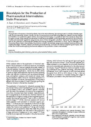 Biocatalysis for the production of pharmaceutical intermediates : statin precursors / Anera Švarc, Dino Skendrović, Ana Vrsalović Presečki.