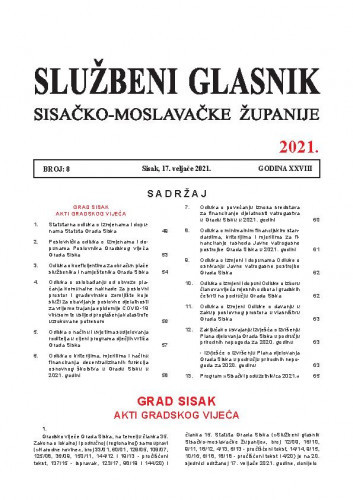 Službeni glasnik Sisačko-moslavačke županije : 28,8(2021) / glavni i odgovorni urednik Vesna Krnjaić.