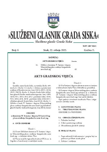 Službeni glasnik Grada Siska  : službeno glasilo Grada Siska : 2,6(2023) / uredništvo Gordana Karapandža Prica ... [et al.].