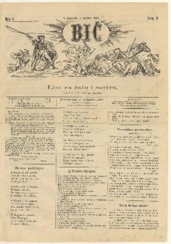 Bič   : list za šalu i satiru : 2, 5(1884)  / [odgovorni urednik Gavro Grünhut].