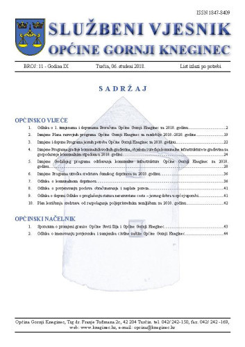 Službeni vjesnik Općine Gornji Kneginec : 9,11(2018)  / glavni urednik Mario Levatić.