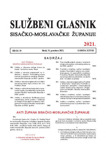 Službeni glasnik Sisačko-moslavačke županije : 28,35(2021) / glavni i odgovorni urednik Branka Šimanović.