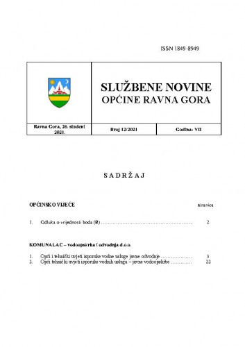 Službene novine Općine Ravna Gora : službeno glasilo Općine Ravna Gora : 7,12(2021) / glavni urednik Mišel Šćuka.