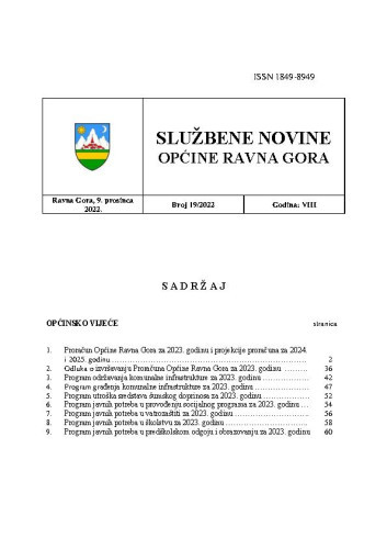 Službene novine Općine Ravna Gora  : službeno glasilo Općine Ravna Gora : 8,19(2022) / glavni urednik Mišel Šćuka.