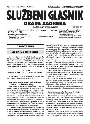 Službeni glasnik grada Zagreba : 67,30(2023)  / glavna urednica Mirjana Lichtner Kristić.