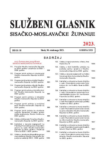 Službeni glasnik Sisačko-moslavačke županije : 30,18(2023)  / glavni i odgovorni urednik Branka Šimanović.
