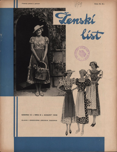 Ženski list   : za modu, zabavu i kućanstvo : 12, 8(1936)  / [glavni i odgovorni urednik [Marija Jurić] Zagorka].