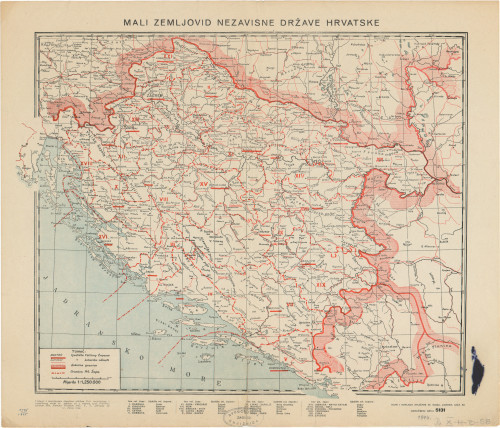 Mali zemljovid Nezavisne Države Hrvatske.