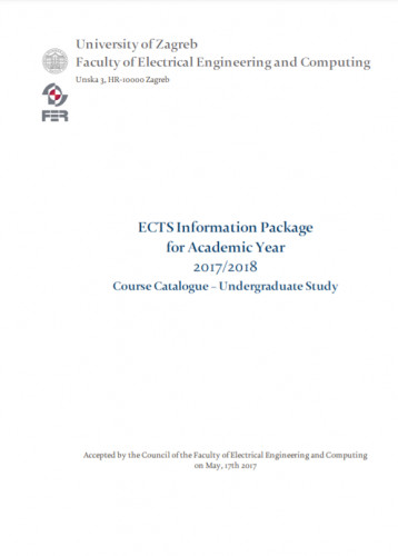 ECTS information package for academic year ... : course catalogue – undergraduate study / editor Marko Delimar.