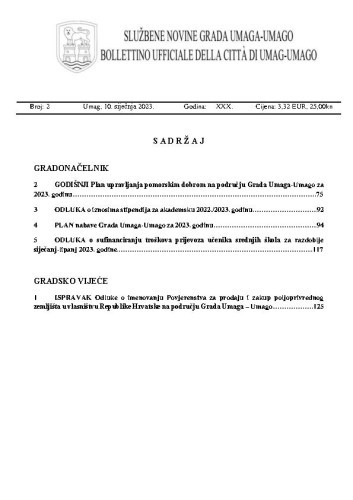 Službene novine grada Umaga  : Gazzetta ufficiale della città di Umago : 30,2(2023)