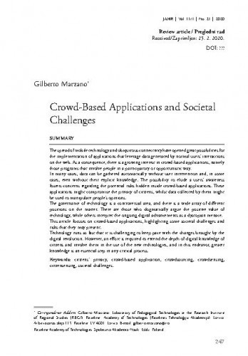 Crowd-based applications and societal challenges / Gilberto Marzano.