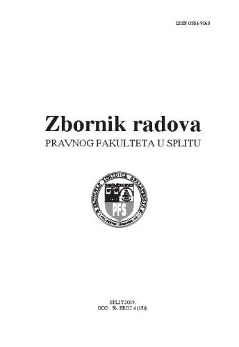 Zbornik radova Pravnog fakulteta u Splitu 56, 4(2019) / glavni i odgovorni urednik Arsen Bačić.