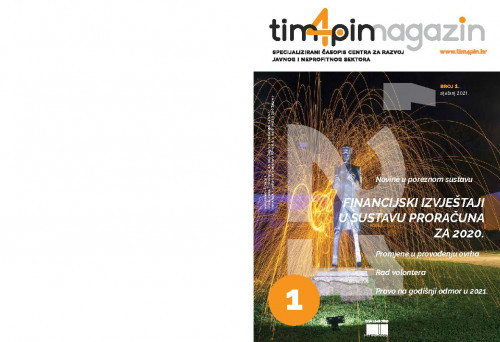 Tim4pin magazin   : specijalizirani časopis Centra za razvoj javnog i neprofitnog sektora : 1(2021)  / glavni urednik Davor Vašiček.